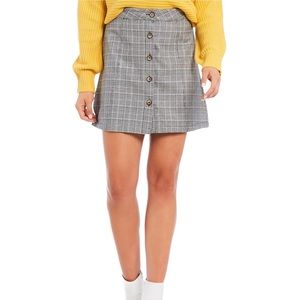 Plaid button down skirt